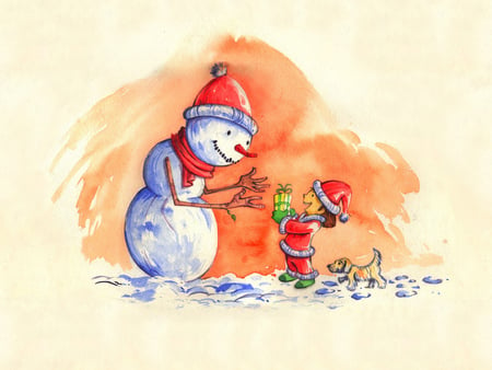 There are gifts for all!! - christmas, december, snowman, holiday, gift, oranment