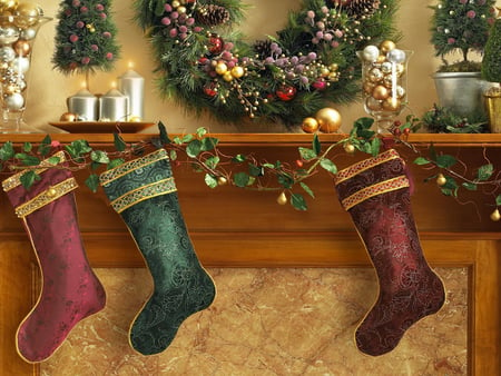 Christmas stockings - oranment, december, stocking, holiday, christmas