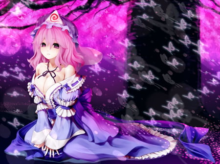 Saigyouji-Yuyuko - game, touhou, classic, girl, new, wall