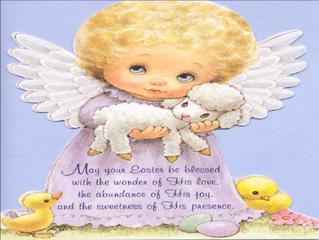 Cute easter angel - easter, fantasy, ruth morehead, cute, angel, chick, lamb