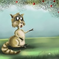 Racoon and the Apple by Hank