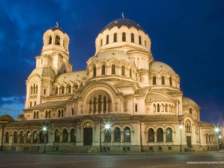 SOFIA - BULGARIA - architecture, religious, church, night