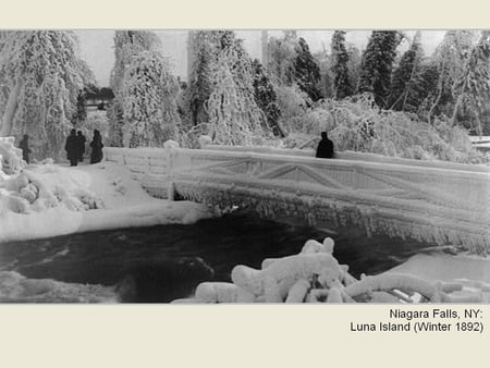 Niagara Falls, NY: Luna Island (Winter 1892) - winter, 1892, black and white, architecture, niagara falls, luna island