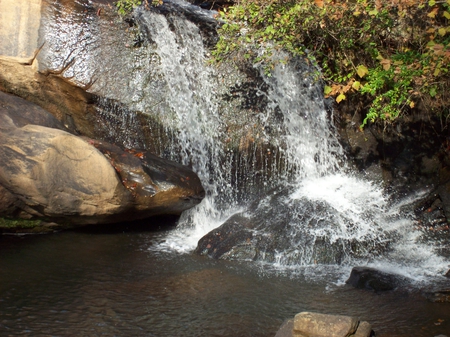 Water over boulders - waterfalls, water, rocks, boulders