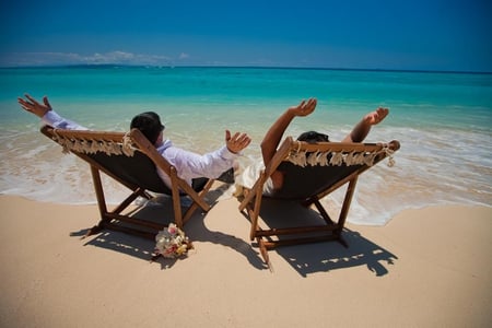 Relaxing In Fiji - chairs, couple, beach, fiji