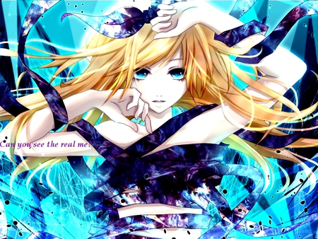 Kagamine rin - kagamine rin, vocaloid, blue, wallpape, blonde