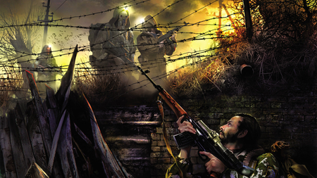 aim at monster - soldier, gun, war, gothic, dark, monster, battle, sunset, hd, rifle