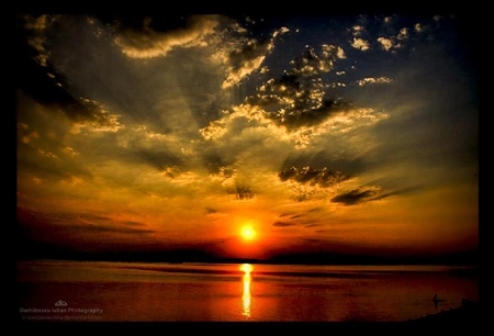 red painted sky - red, sky, nice, clouds, dark, nature, sun