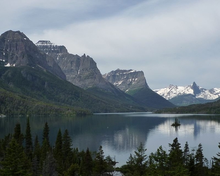 St. Mary Lake - sky, lake, water, mountain