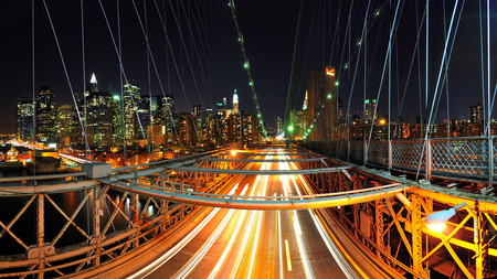 Bridge View - new york, photography, night, city, bridge, lights, skyscrapers