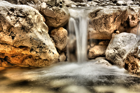 Rocky Waterfall - stone, flowing, clear, white water, rocks