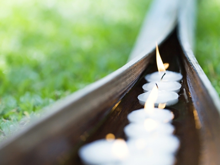 Candlelit Bamboo - pretty, abstract, photography, tranquil, candles, candlelit, peaceful, bamboo