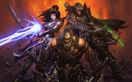 Diablo - legend, warrior, archers, video game, stunning, fantasy, archer, cg, hd, diablo 3, adventure, wizard, diablo, action, soul