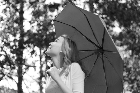 GIRL WITH UMBRELLA - umbrella, photography, rain, girl, bw