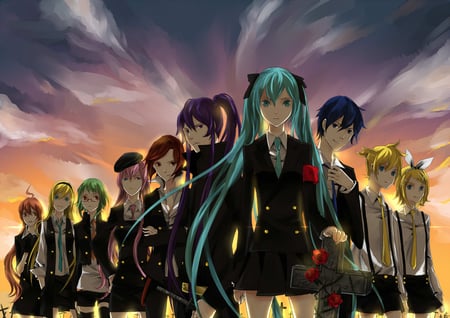 Vocaloid - cross, anime, vocaloid, sky