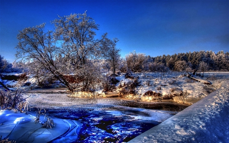 Icy Blue Beauty - pretty, snow, beautiful, winter, crisp, hdr, frozen, creek