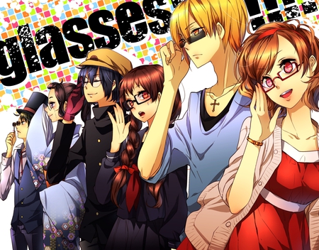 Glasses - cross, glasses, red, suit, anime, blonde