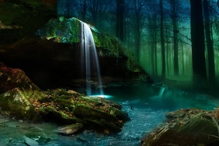 the jungle - forest, nature, waterfall, falls