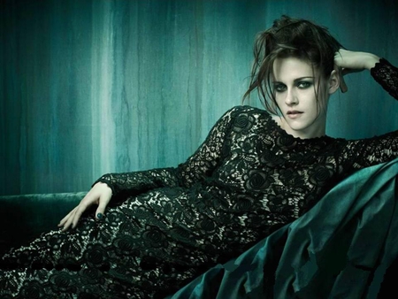 Kristen Stewart - woman, kristen stewart, actress, girl, movie, stewart, black, vampire, fantasy, twilight saga, model, kristen, beautiful, creature, green, dress