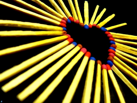 Heart (My photography) - red, black, heart, yellow, blue