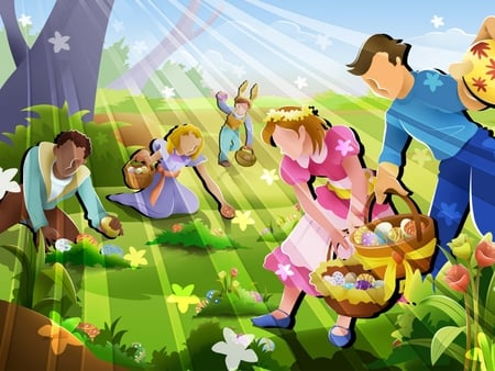 Picnic - easter, abstract, son, picnic, field, love, father, family