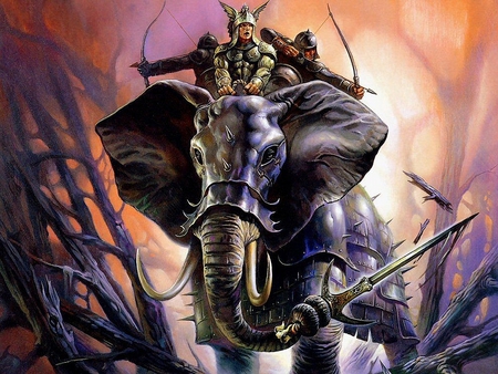 tre6 - fantasy, warrior, elephant, art