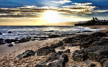 coastline sunset - ocean, nature, sunset, outdoors