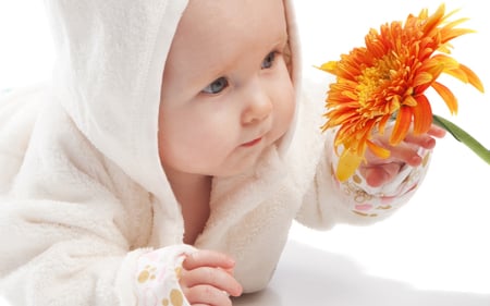 CUTE BABY WITH FLOWER - wallpaper, cool, beautiful, hq, 3d, amazing, hd