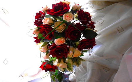 ROSE BOUQUET - red, roses, wedding, bouquet, orange