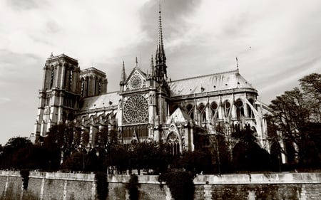 Notre Dame de Paris - paris, black and white, france, notre dame de paris, beautiful, architecture, cathedral, medieval, monuments