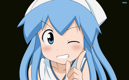 Smile Forever - anime, blue, girl, black, manga, smile, blue hair, cute, video games