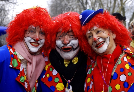 The Clowns - scary, nose, art, red, funny, clown, circus