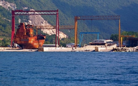 dry dock - hd, rusty, abandoned, dry dock