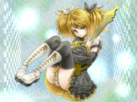 Vocaloid - rin, guitar, vocaloid, anime, ribbon