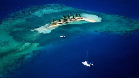 beautiful place for lovers - island, blue, beautiful, boat