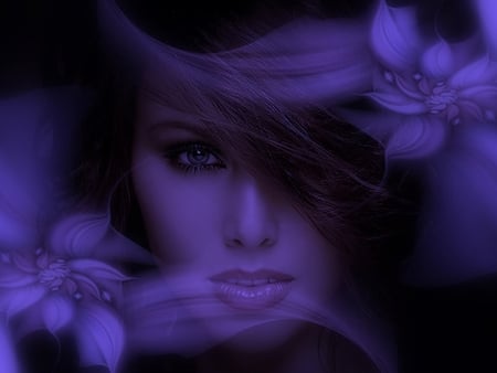 Purple Beauty - beauty, woman, purple, people, beautiful, manipulation, flower