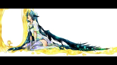 Hatsune Miku - tie, pretty, artistic, tears, twin tail, light, uniform, nice, program, leggings, hot, thighhighs, beauty, virtual, cg, white, cute, aqua eyes, song, outfit, sexy, vocaloid, anime, yellow, blue, twintail, hatsune miku, crying, music, aqua, beauitful, stockings, art, idol, anime girl, skirt, singer, girl, cool, black, glow, miku, awesome, diva, digital, aqua hair, thigh highs, hatsune, vocaloids