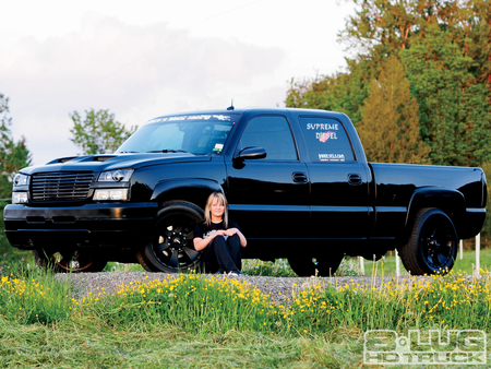 Kelsie Epp becomes Miss Maxx When She Gets Behind The Wheel Of Her '03 Chevrolet Silverado - truck, black, bowtie, gm