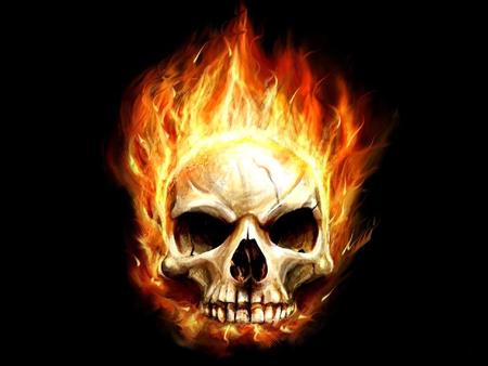 Hot Scorching Skull - abstract, hot, flame, cool, evil, dark, skull, fantasy, awesome, fire, flames