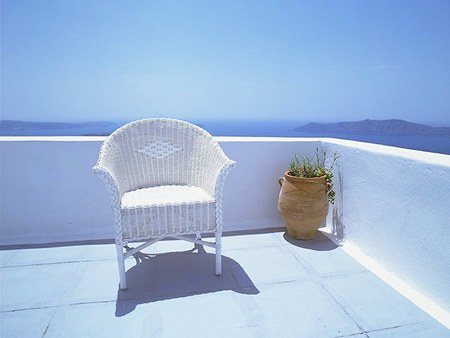 Come See The View - white chair, nature, sky, water, planter, white patio