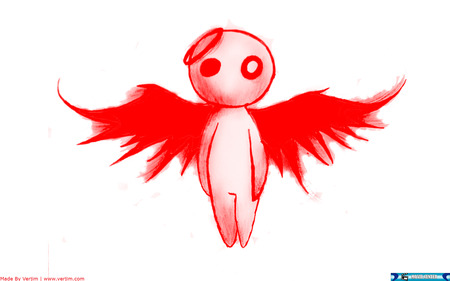 Goth Angel - winged, halo, angel, red, heart, goth, wings