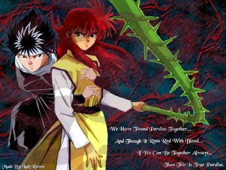 Yu Yu Hakusho - togehter, hiei, spirit world, kurama, demon