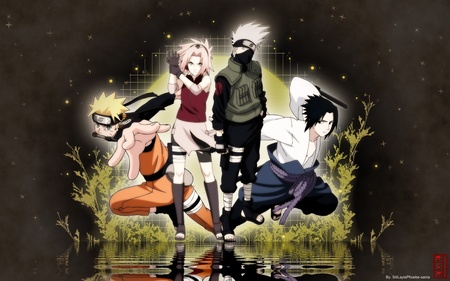 team kakashi in memory - kakashi, sasuke, sakura, naruto