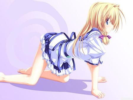 The cute Crawl - school uniform, crawl, blond girl, anime, sefuku, dress