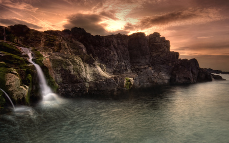 River to Ocean - sky, ocean, coastline, river, water, mountains, sea, cliffs