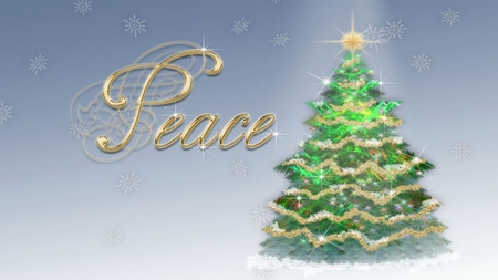 PEACE - christmas, christmas tree, holiday, lights, tree, peace