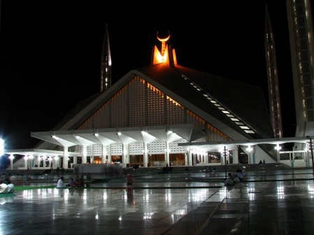 Faisal Mosque-Islamabad - night, view, islamabad, faisal mosque