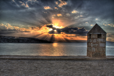 Volcaniform sunset - sky, lake, nature, sunset