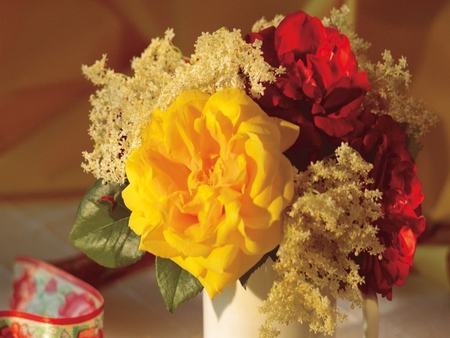 STILL LIFE - nature, flowers, yellow, red