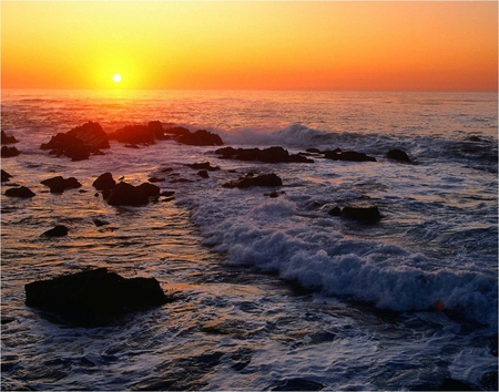 Sea - sky, wave, sunset, sea, nature, sun